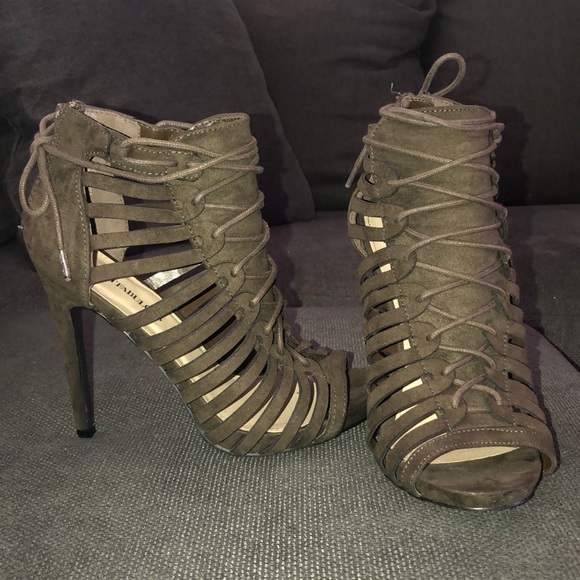 army green high heels